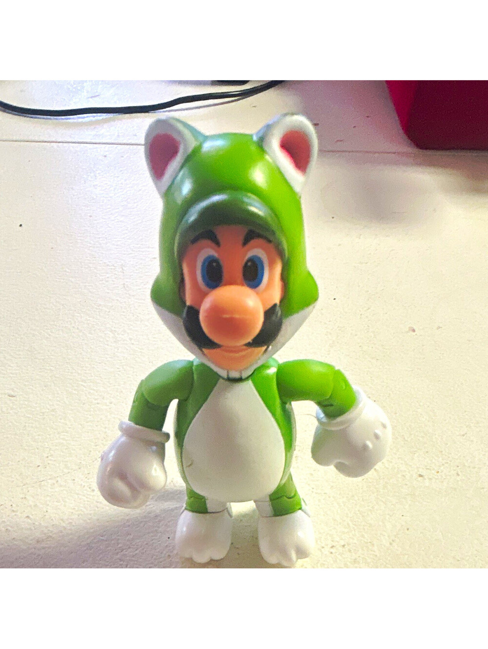 Nintendo Super Mario Bros Luigi Cat Suit Action Figure Green & White Plastic